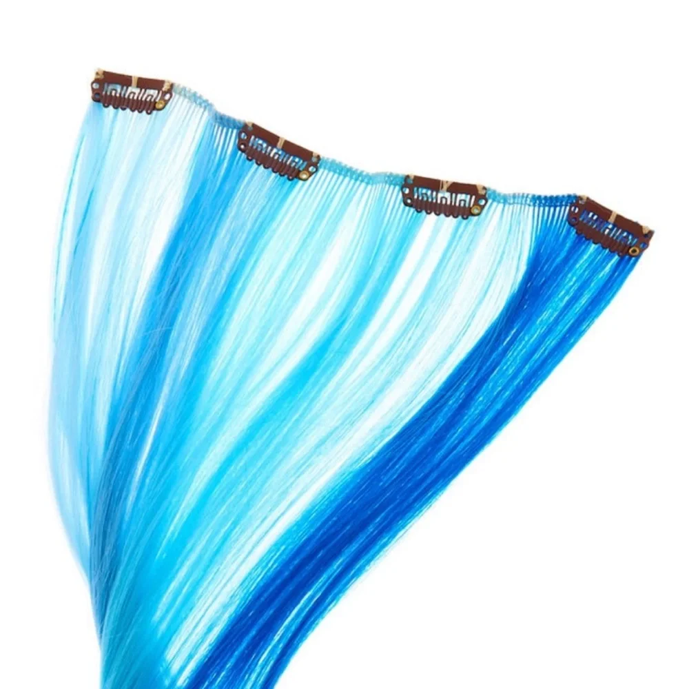 22” 4 Piece Faux Hair Extension Clip-in Ombré Blue Brand New Claire’s Highlights